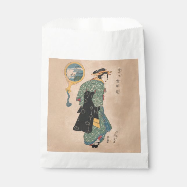 Sachets En Papier Femme japonaise Kimono : Ukiyo-e Woodblock Imprime (Devant)