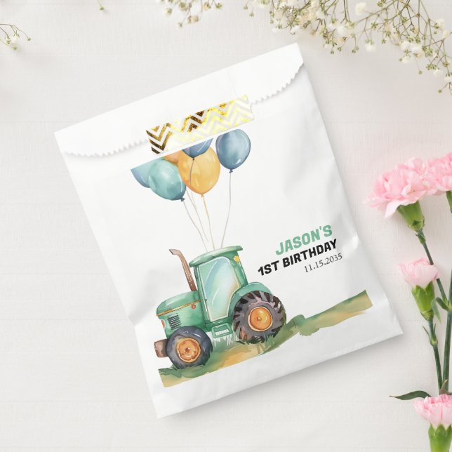 Sachets En Papier Ferme Green Tractor Anniversaire (Scellé)