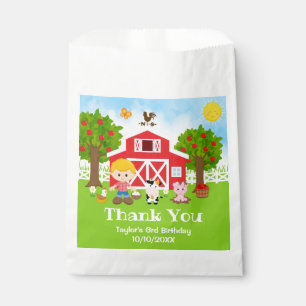 Sachets En Papier Ferme Rouge Anniversaire Garçon Cheveux Blonds Mer