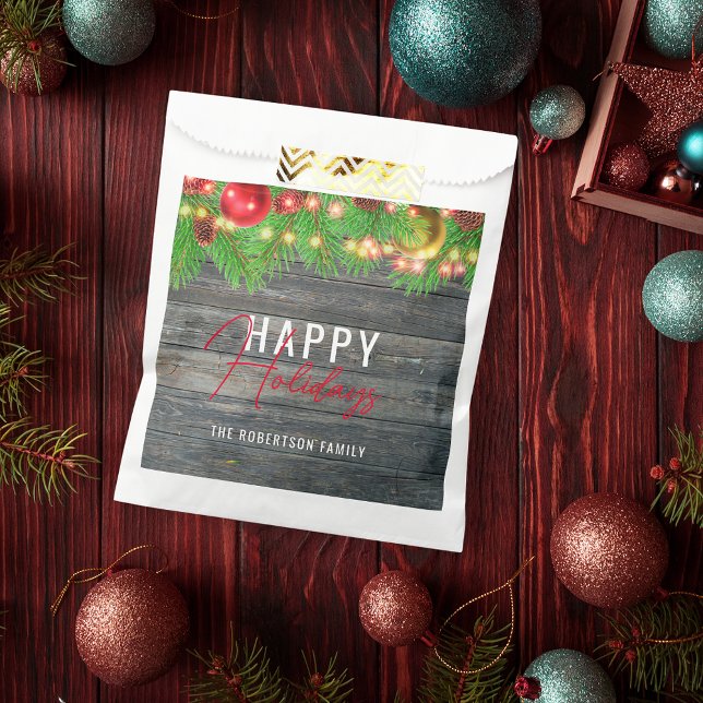 Sachets En Papier Festif Lumières Baubles Rustic Holiday Noël (Créateur téléchargé)