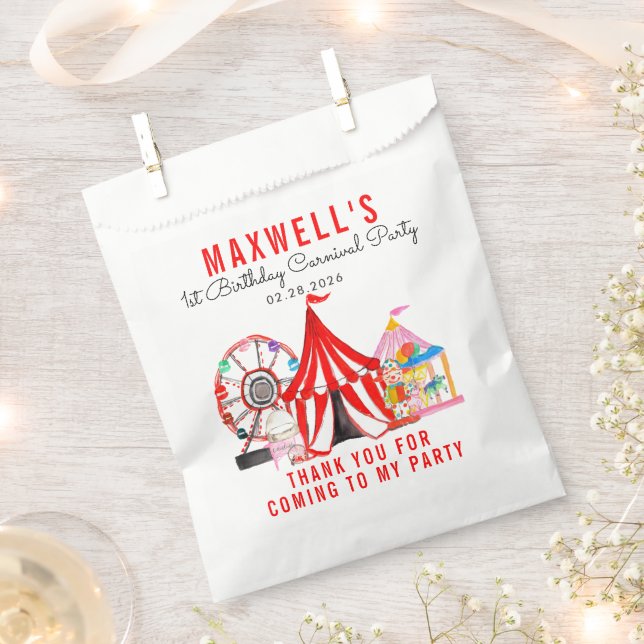 Sachets En Papier Festival Carnaval Cirque Show Merci Anniversaire (Coupé)