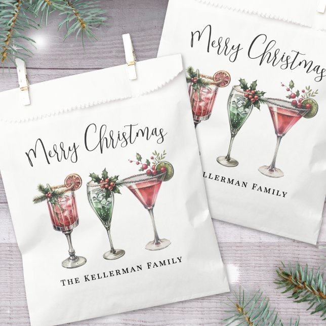 Sachets En Papier Festive Christmas (Festive Merry Christmas Cocktail Favor Bag)