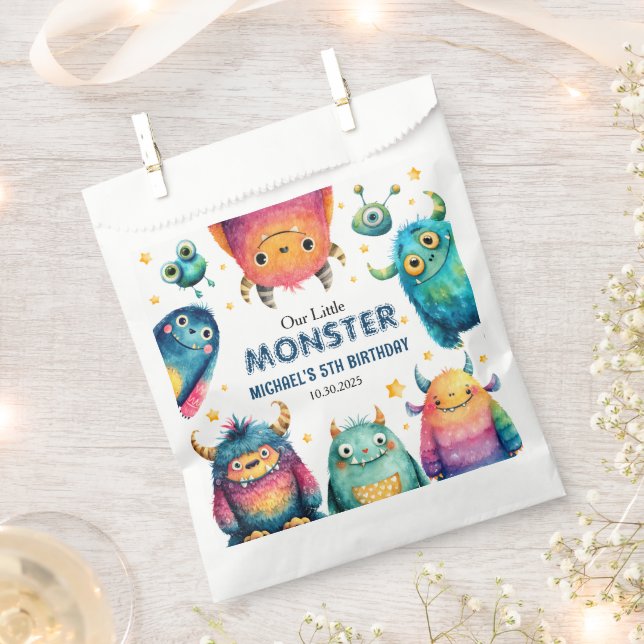 Sachets En Papier Fête Anniversaire de enfant Whimsical Monsters Wat (Coupé)