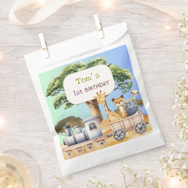 Sachets En Papier Fête Bleue Fun Safari (Coupé)