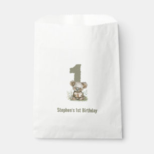Sachets En Papier Fête d'anniversaire 1 an Koala Sage Vert
