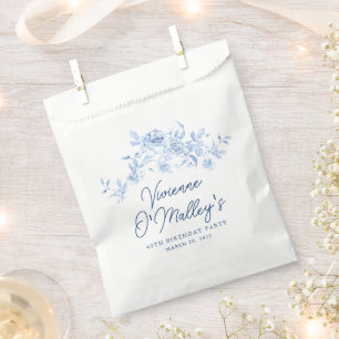 Sachets En Papier Fête d'anniversaire 40 ans Dusty Blue Rose Florale