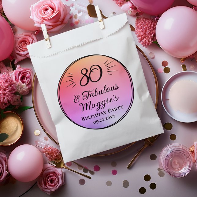 Sachets En Papier Fête d'anniversaire 80 ans 80 et Fabuleux  (80 and Fabulous 80th Birthday Party Classic Round Favor Tag)
