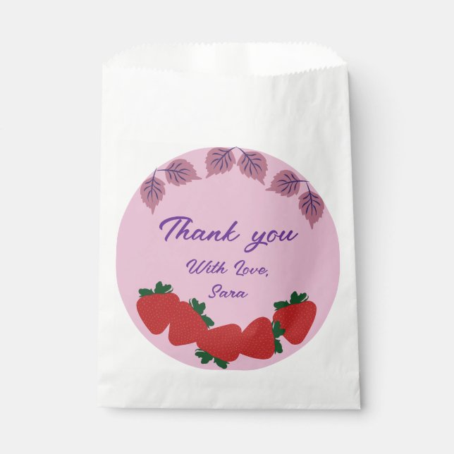 Sachets En Papier Fête d'anniversaire aux fraises (Devant)