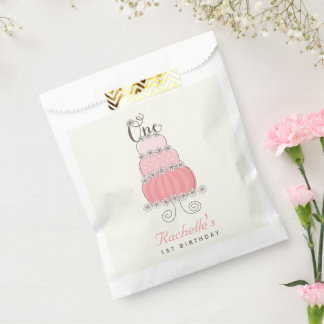 Sachets En Papier Fête d'anniversaire avec un bébé fille 1er Fête de