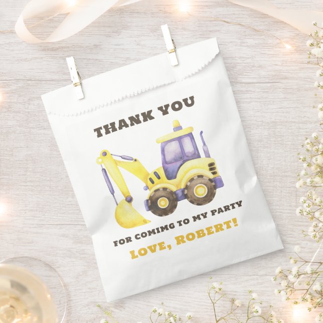 Sachets En Papier Fête d'anniversaire Camion de construction Excavat (Coupé)