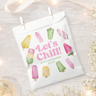 Sachets En Papier Fête d'anniversaire Chill Pink Retro Popsicle