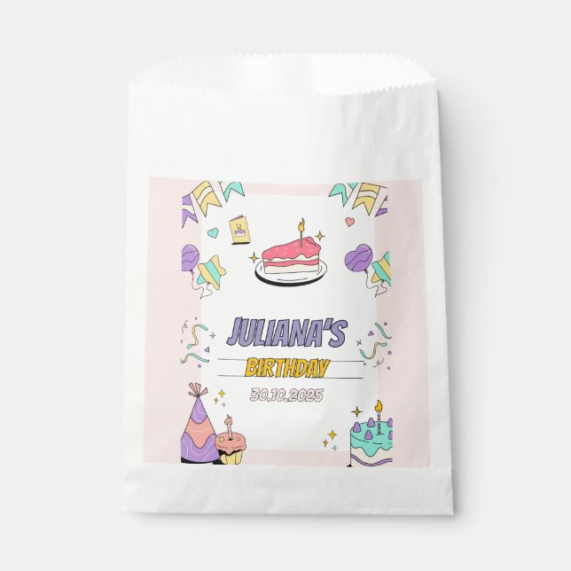 Sachets En Papier Fête d'anniversaire colorée (Devant)