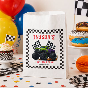 Sachets En Papier Fête d'anniversaire de 1 an de Monster Trucks 