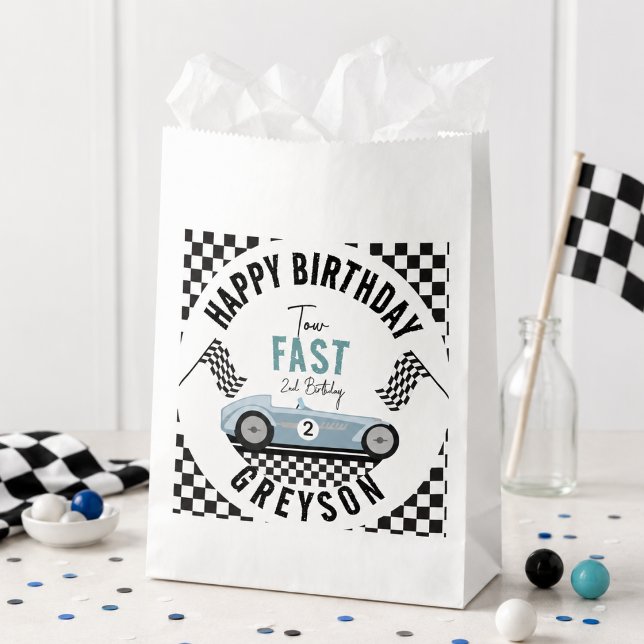 Sachets En Papier Fête d'anniversaire de 2 ans pour le garçon de deu (Two Fast Race Car Boy 2nd Birthday Party Favor Bag
)