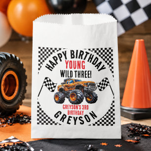 Sachets En Papier Fête d'anniversaire de camions monstres pour enfan