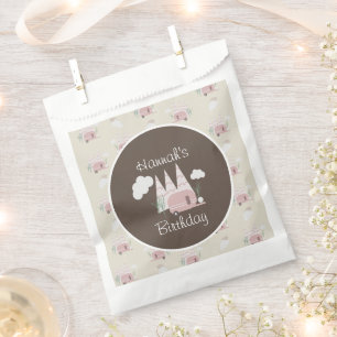 Sachets En Papier Fête d'anniversaire de camping en camping-car rose