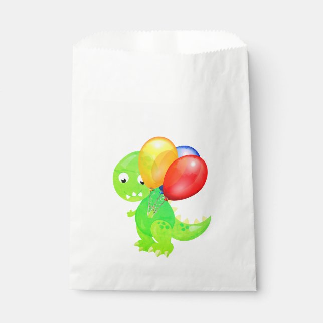 Sachets En Papier Fête d'anniversaire de dinosaure T-Rex mignon avec (Devant)