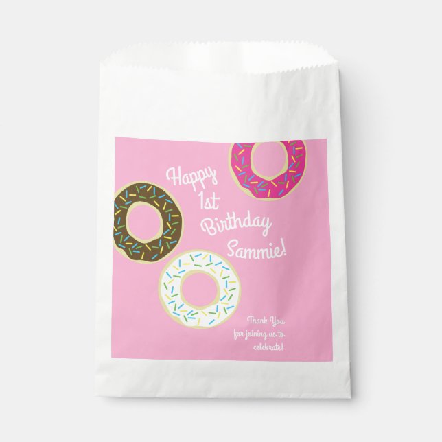 Sachets En Papier Fête d'anniversaire de Donut (Devant)