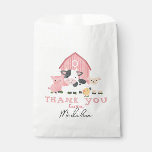 Sachets En Papier Fête d'anniversaire de ferme d'animaux rose pour f