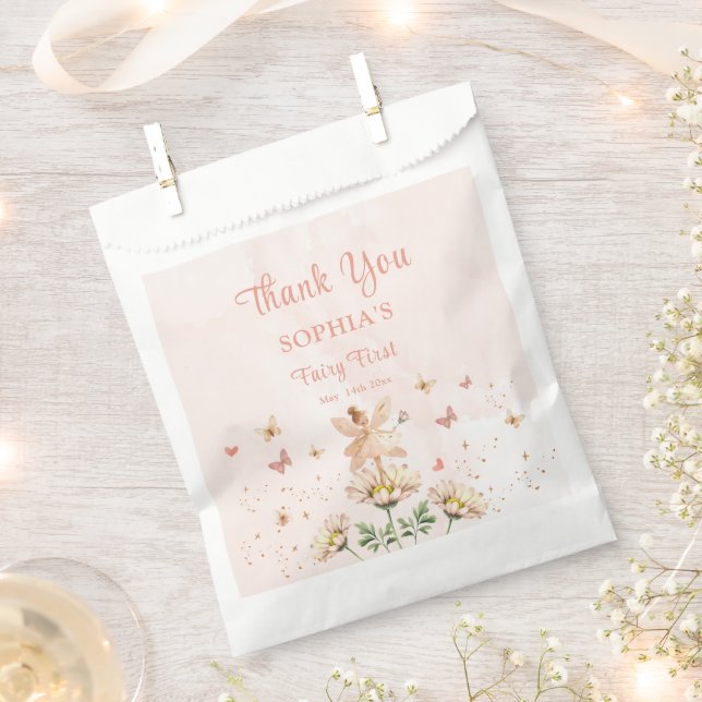 Sachets En Papier Fête d'anniversaire de fille jardin de fées (Coupé)