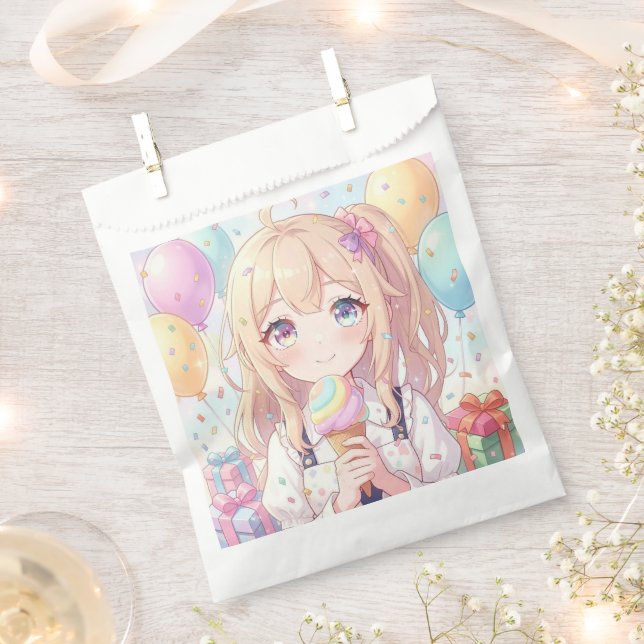 Sachets En Papier Fête d'anniversaire de glace pour fille d'anime (Coupé)