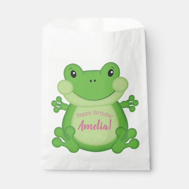 Sachets En Papier Fête d'anniversaire de la grenouille (Devant)