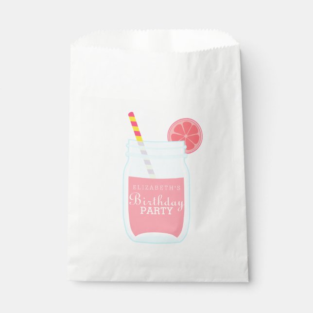 Sachets En Papier Fête d'anniversaire de la limonade rose (Devant)
