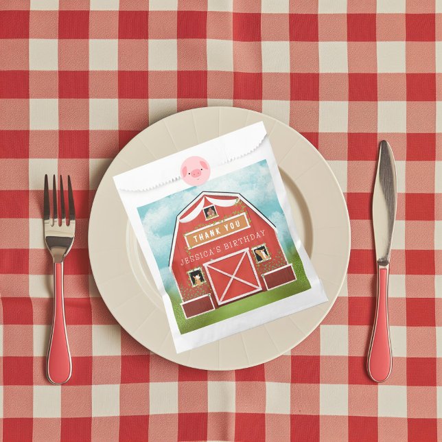 Sachets En Papier Fête d'anniversaire de Little Red Barn Farm (Créateur téléchargé)