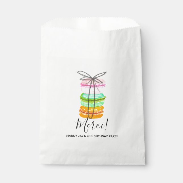 Sachets En Papier Fête d'anniversaire de macaron français (Devant)
