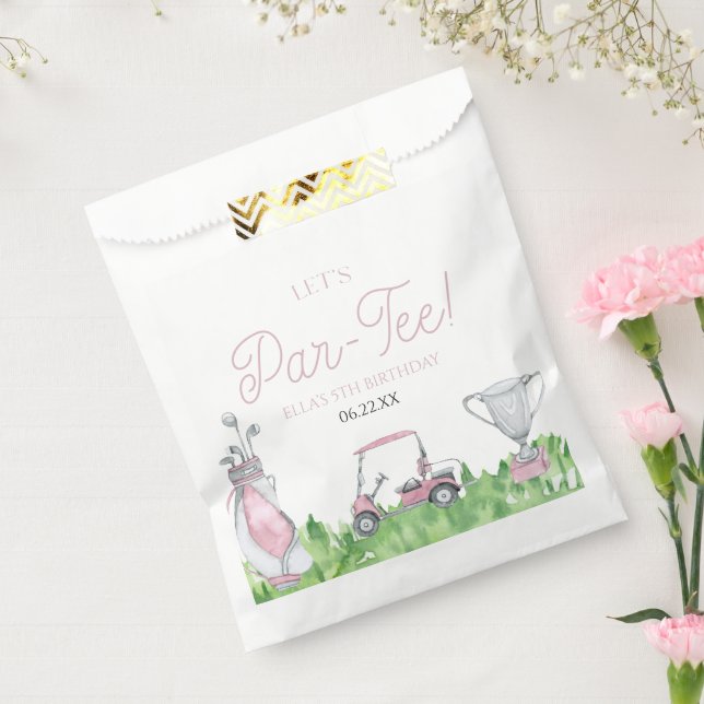 Sachets En Papier Fête d'anniversaire de Par-Tee Pink Golf (Scellé)