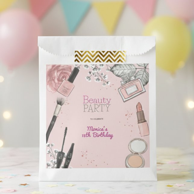 Sachets En Papier Fête d'anniversaire de spa de beauté fille poussié (Créateur téléchargé)
