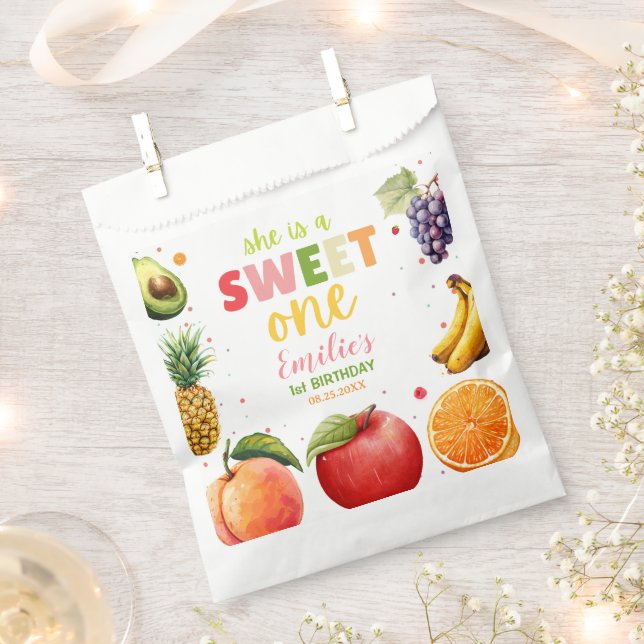 Sachets En Papier Fête d'anniversaire de Sweet One Fruit, fête d'été (Coupé)