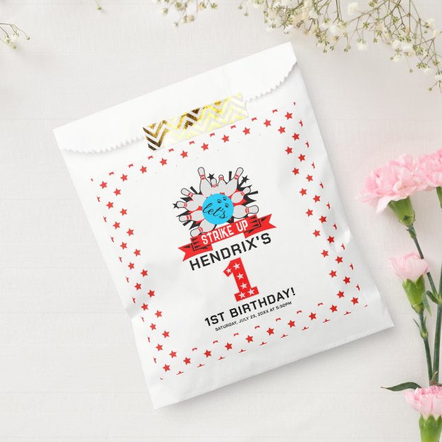 Sachets En Papier Fête d'anniversaire des enfants Retro Bowling 1er  (Scellé)