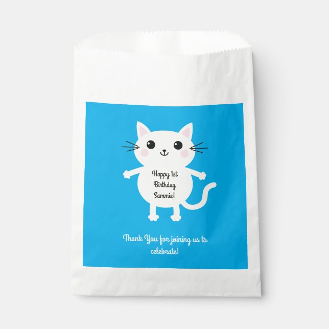 Sachets En Papier Fête d'anniversaire du chat (Devant)