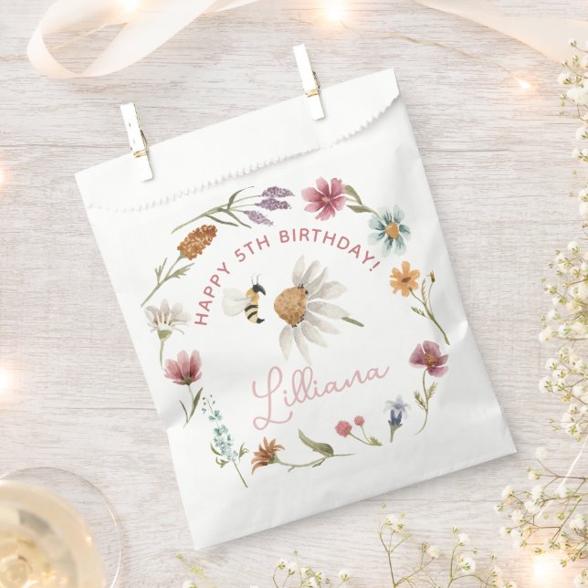 Sachets En Papier Fête d'anniversaire du Fleur sauvage du printemps (Coupé)