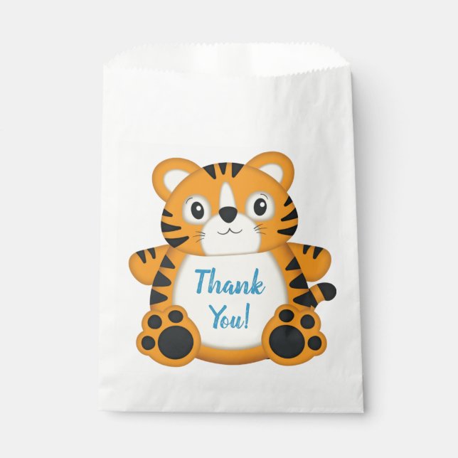 Sachets En Papier Fête d'anniversaire du tigre (Devant)