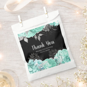 Sachets En Papier Fête d'anniversaire élégante aux fleurs vertes et