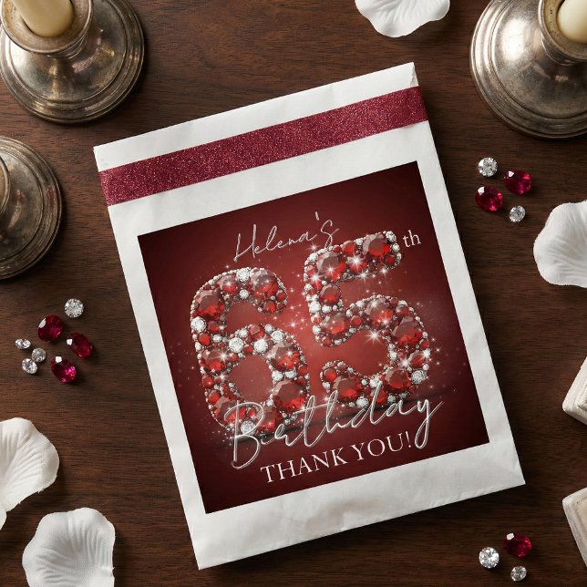Sachets En Papier Fête d'anniversaire élégante de 65 ans Glam Ruby R (Créateur téléchargé)