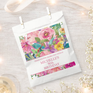 Sachets En Papier Fête d'anniversaire féminine rose jaune