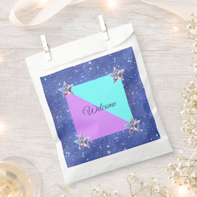 Sachets En Papier Fête d'anniversaire jumelle dans l'espace (Coupé)