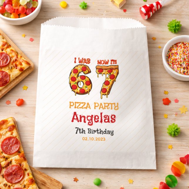 Sachets En Papier Fête d'anniversaire moderne de Slice Slice Boy Six (Modern Slice Slice Boy Six Seven Birthday Party Favor Bag)