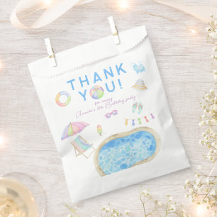 Sachets En Papier Fête d'anniversaire piscine aquarelle Merci
