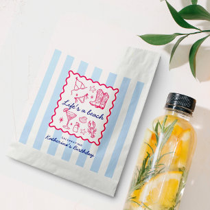 Sachets En Papier Fête d'anniversaire Thèmes rayures bleues et plage