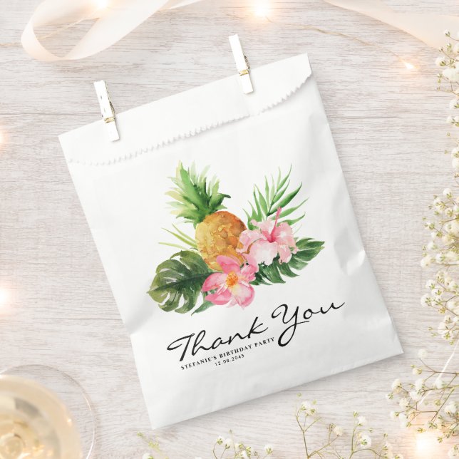 Sachets En Papier Fête d'anniversaire tropicale d'été à l'ananas (Coupé)