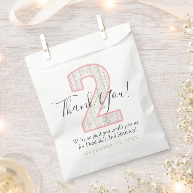 Sachets En Papier Fête de 2e anniversaire Shabby Chic rustique avec  (Coupé)