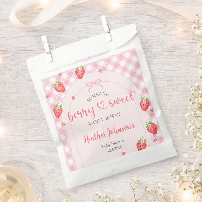 Sachets En Papier Fête de Bébé Fille Douce aux Fraises Bébé (Coupé)