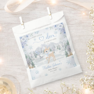 Sachets En Papier Fête de Bébé Flocon de Neige Cerf Hiver Bleu
