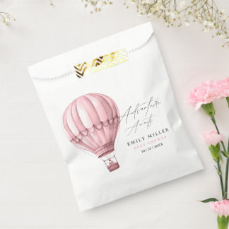 Sachets En Papier Fête de Bébé Montgolfière Rose Aventure Fille