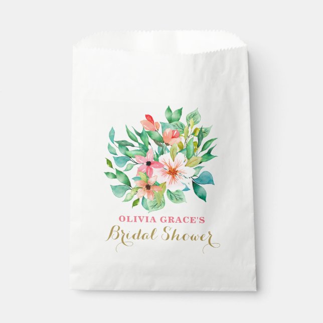 Sachets En Papier Fête de douche de mariée florale tropicale de plag (Devant)