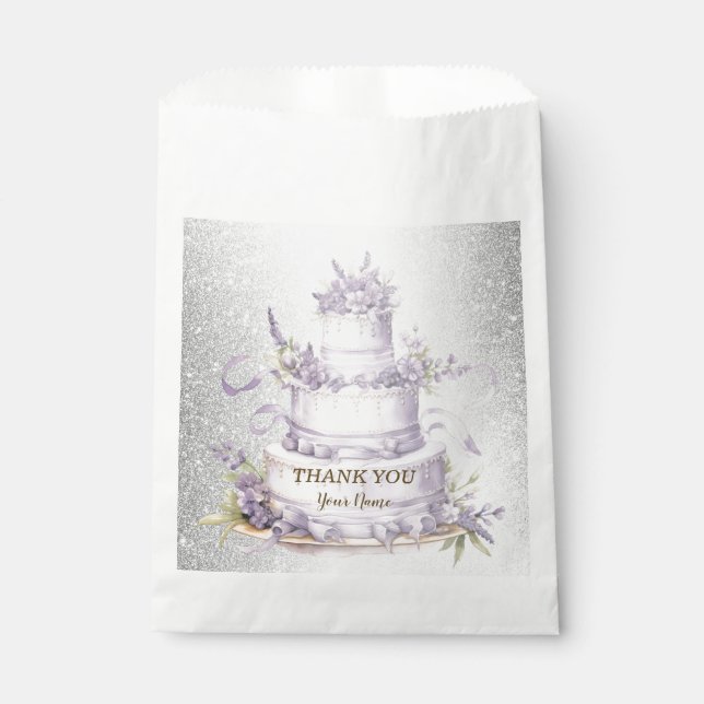 Sachets En Papier Fête de gâteau Lavande Floral Aquarelle Élégante (Devant)